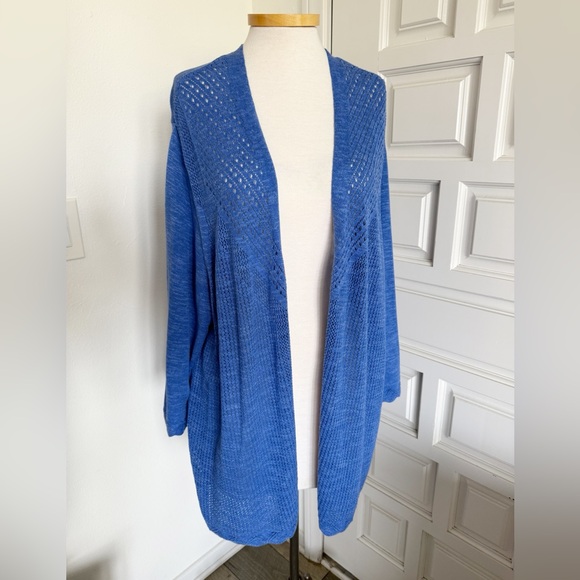 Croft & Barrow Blue Women's Cardigan Sweater Open Knit Size 3X - Picture 3 of 12